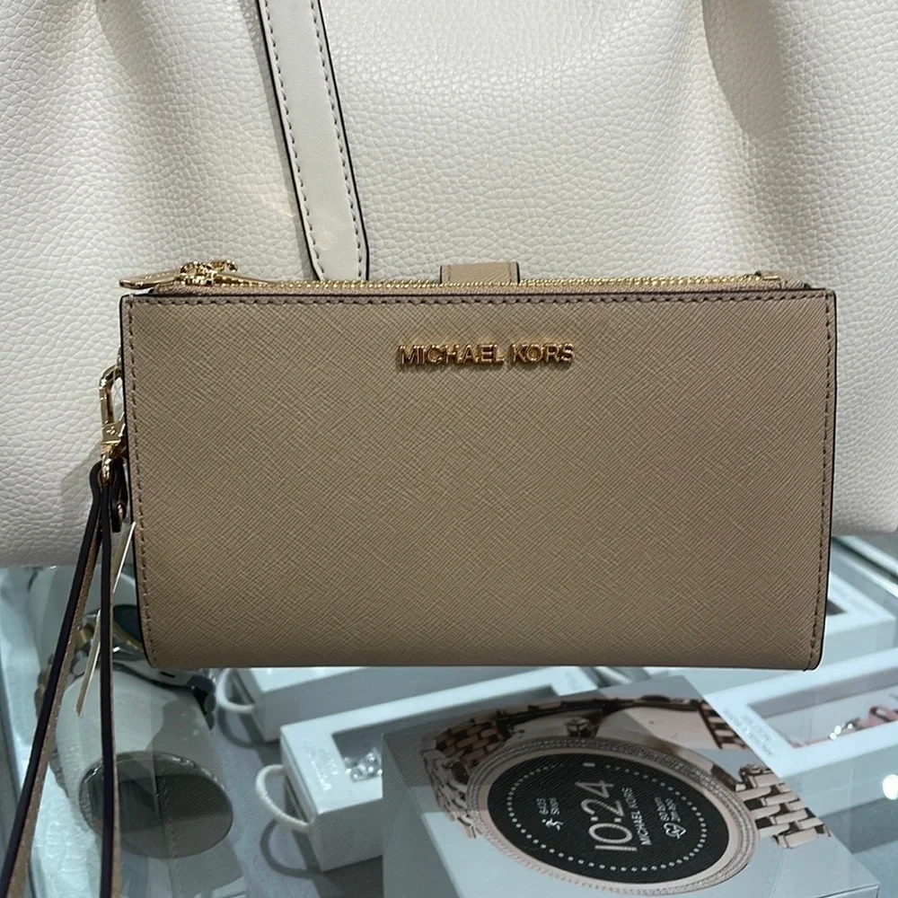 MICHAEL KORS LARGE DOUBLE ZIP WRISTLET wallet, clutch,